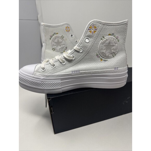 Converse Chuck All Star Hi Shoes Lift Floral Valentine's A05068C Size 8 READ - Picture 14 of 16